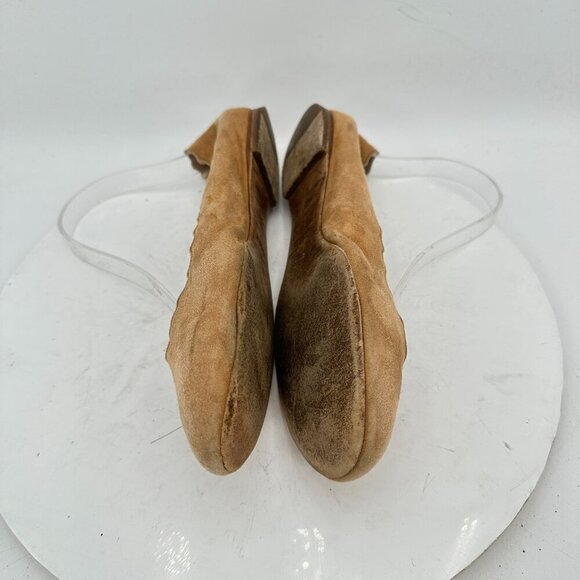 Chloe Scalloped Women Size EU 38 US 8 Brown Leather Slip On Ballet Flat Shoes - Picture 7 of 11